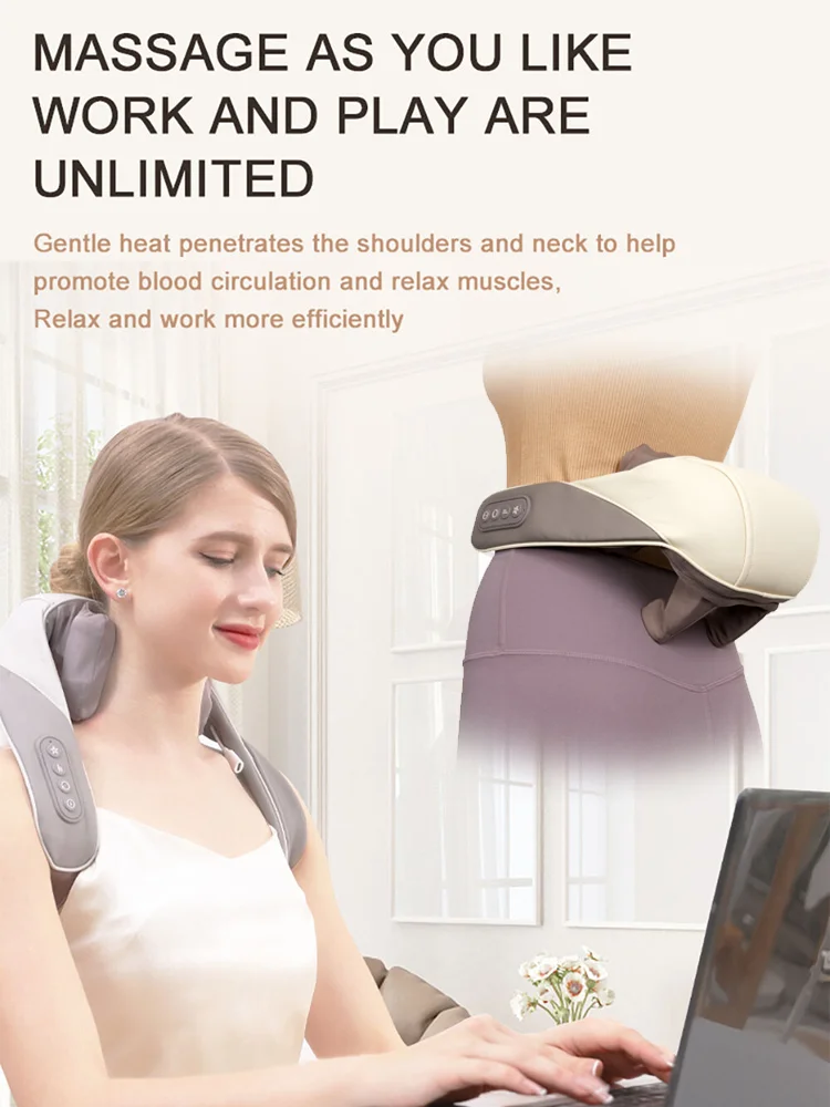 Electric Shoulder and Neck Massager Relaxing Cervical Trapezius Home Wireless Shoulder and Back Kneading Massage Shawl