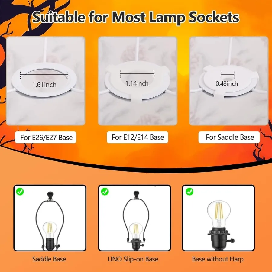 Halloween Lamp Shade with Pumpkin Design 13 Top x 13 Bottom x 10 Height Featuring Spider Theme Drum Style Fabric Lamp Shade for