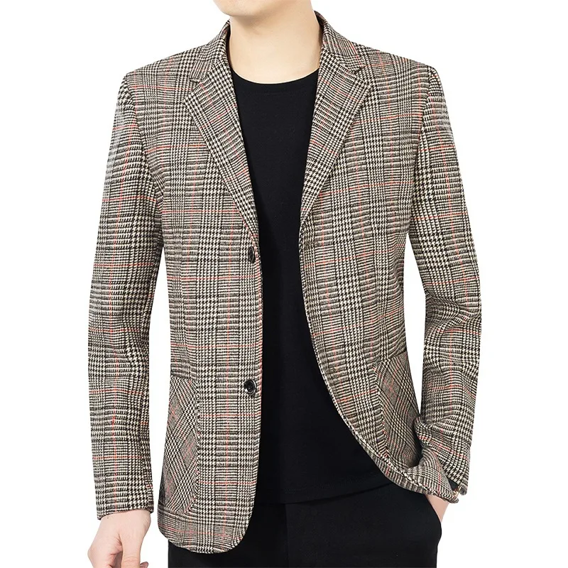 Men Plaid Blazers Jackets Spring Autumn Casual Suits Jackets Coats Male Business Formal Wear Men Slim Fit Blazers Size 4XL
