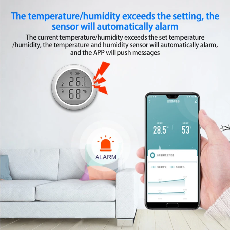 

Digital Thermometer Remote Monitoring Long Battery Life Indoor Hygrometer Lcd Screen Smart Life Temperature And Humidity Sensor