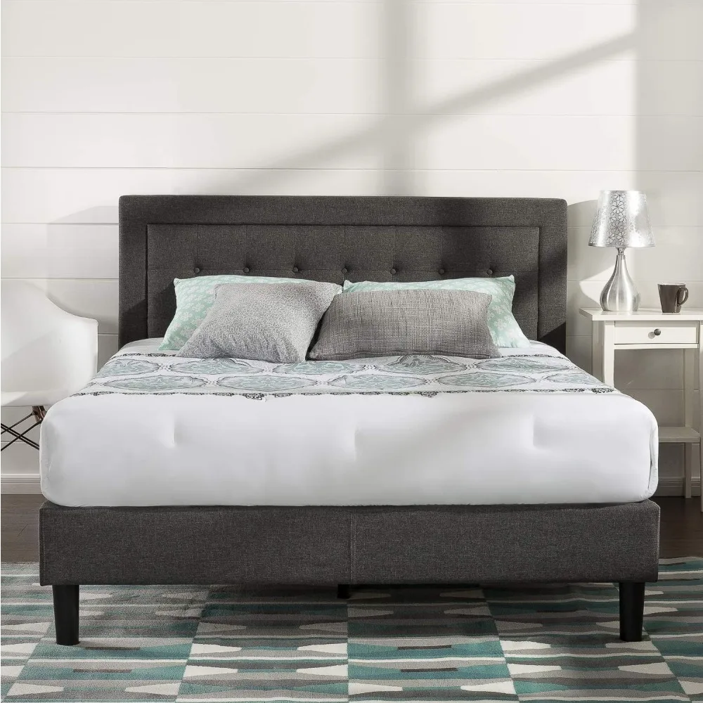 

Upholstered Platform Bed Frame / Mattress Foundation / Wood Slat Support / No Box Spring Needed