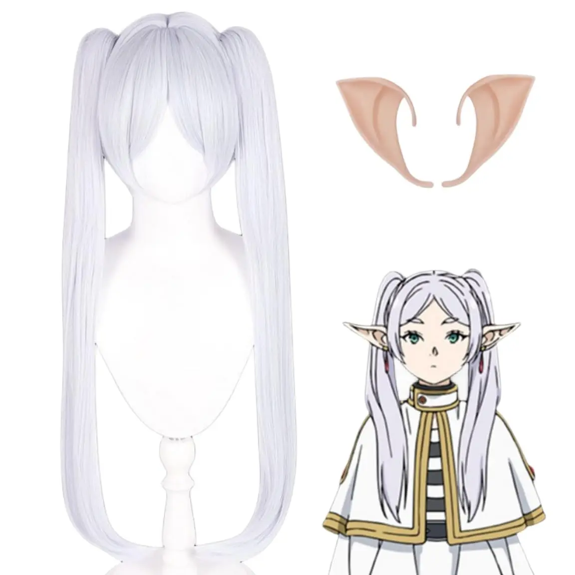 Frieren Beyond Journey's End Silver Gray Long Straight Wig Cosplay