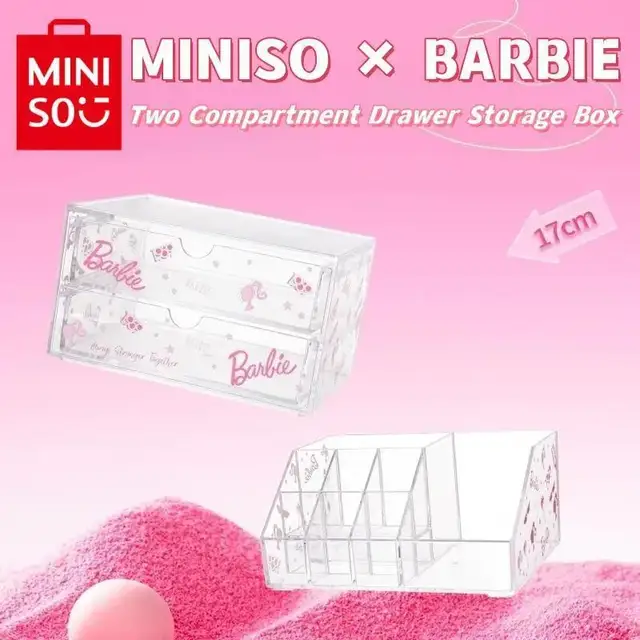 MINISO Barbie Storage Box Sundry Storage Student Snack Plastic