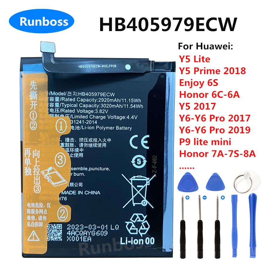 

New Original HB405979ECW Battery for Huawei Y5 Lite Y5 Prime 2018 Enjoy 6S Honor 6C 6A 7A 7S 8A Y5 Y6 Pro 2017 2019 P9 Lite Mini