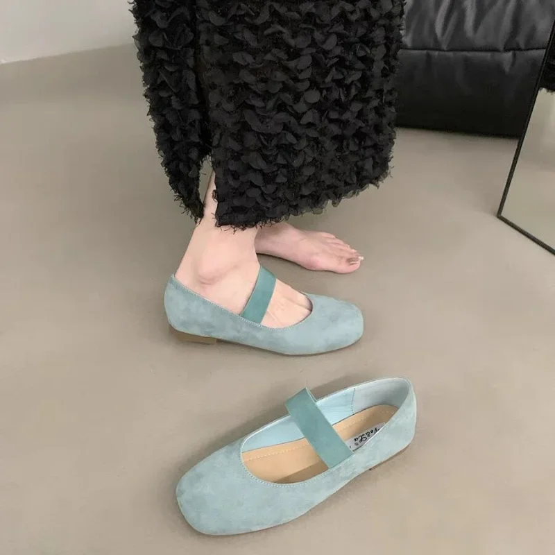 Women Flat Heel Outdoor Casual Mary Jane Red New Flat Shoes Fashion Shallow Slip on Ladies Elegant Ballerinas Soft Shoes 2