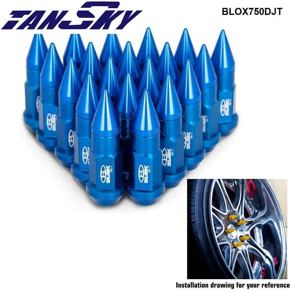 Wheel Lug Bolts 20PCS Blox 50MM M12x1.5 / M12x1.25 Aluminium Extended Tuner Wheels Rims Lug Nuts With Spike TK-BLOX750DJT