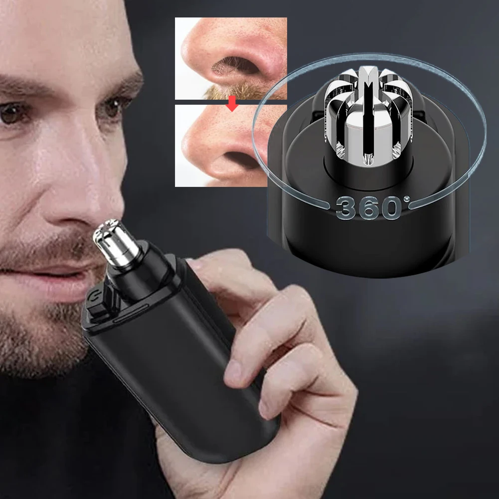 1-5PCS Electric Painless Nose Hair Clipper 7000 RPM Professional Nose Trimmer Dual-Edge Blades USB Charging for Face Care 4