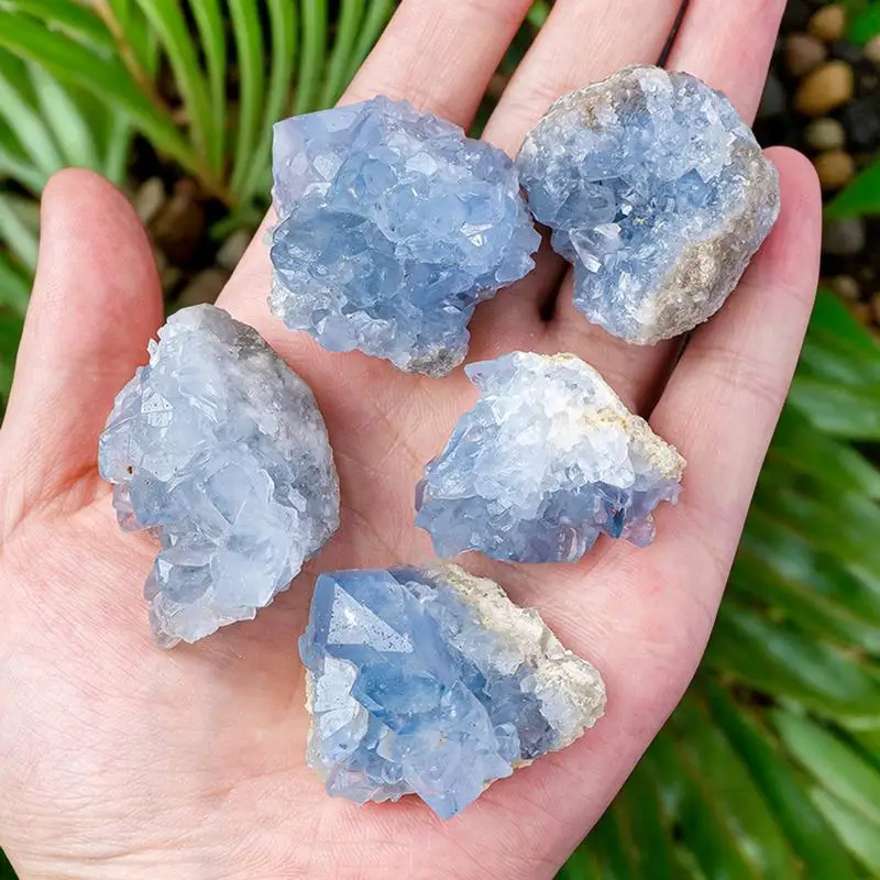 Natural Celestite Crystal Raw Geode Cluster Home Decor