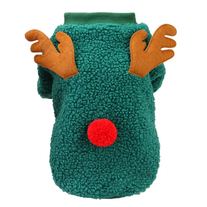 thumbnail image 1 of Abrigo navideño para perros pequeños y medianos, bonito abrigo de vellón con renos para Navidad, festivo, de invierno, cálido, ropa bonita para cachorros, 1 of 5