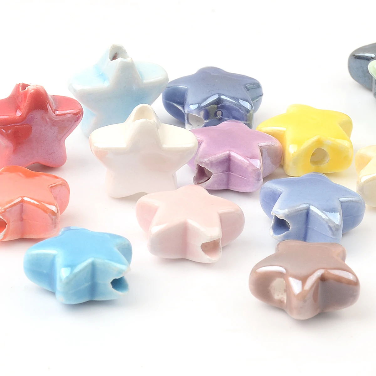 

Новинка, разноцветные керамические бусины 15 мм в виде пентаграммы для изготовления ювелирных изделий, браслетов, ожерелий, аксессуары