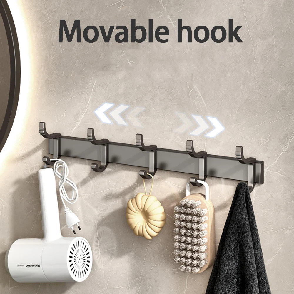 Aluminum Alloy Coat Rack Wall Mounted-5 Tri Hooks,Stainless Steel, Metal Coat Hook Rail for Hat Towel Bathroom Entryway