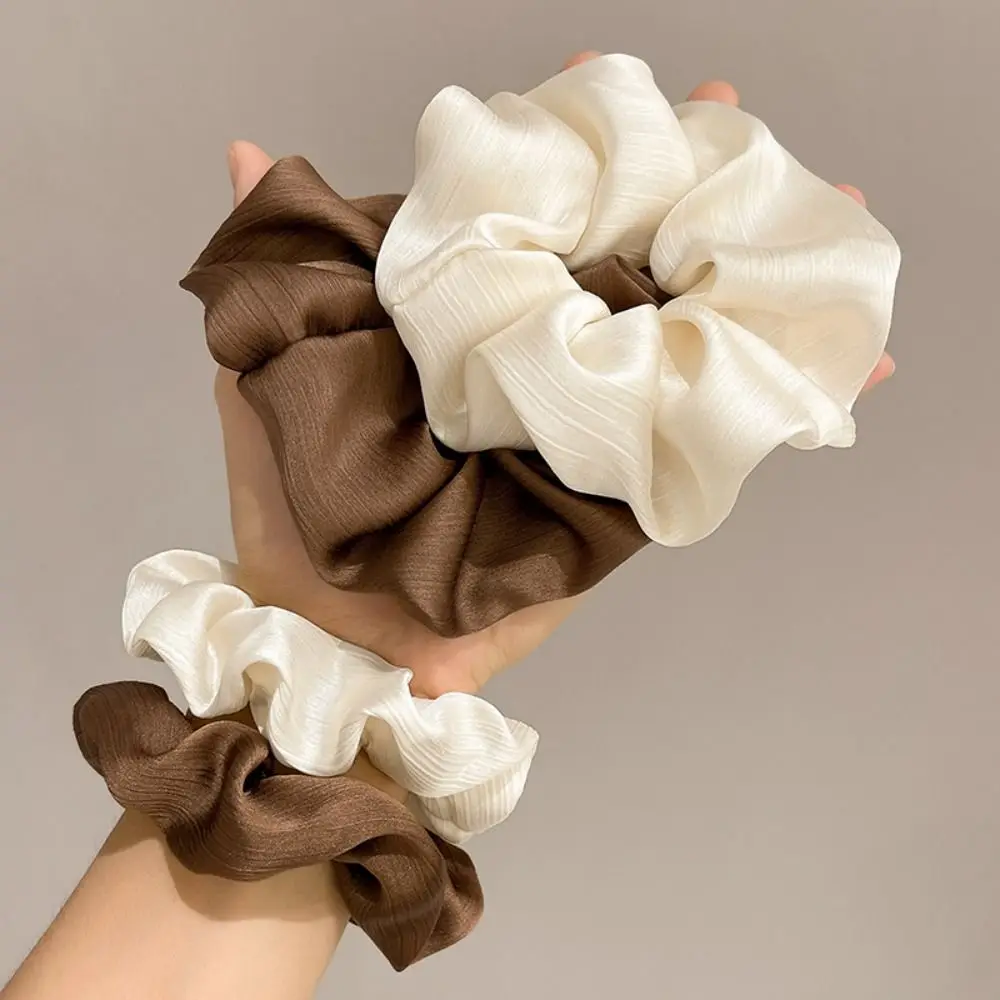 

5Pcs Cloth Intestine Head Rope Korean Large Beige Hair Band Small Coffee Hair Ring Tie Ponytail