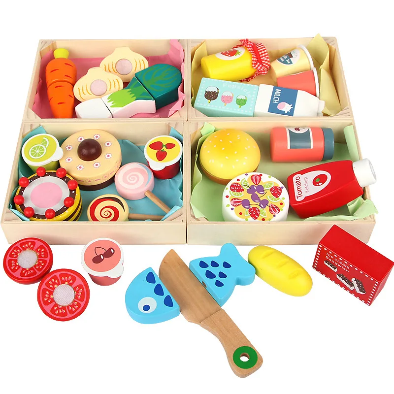 

Children Simulation Kitchen Pretend Play Game Wooden Cutting Food Fruit Eggs Cake Toys Montessori Educational Toy For Kids Gifts