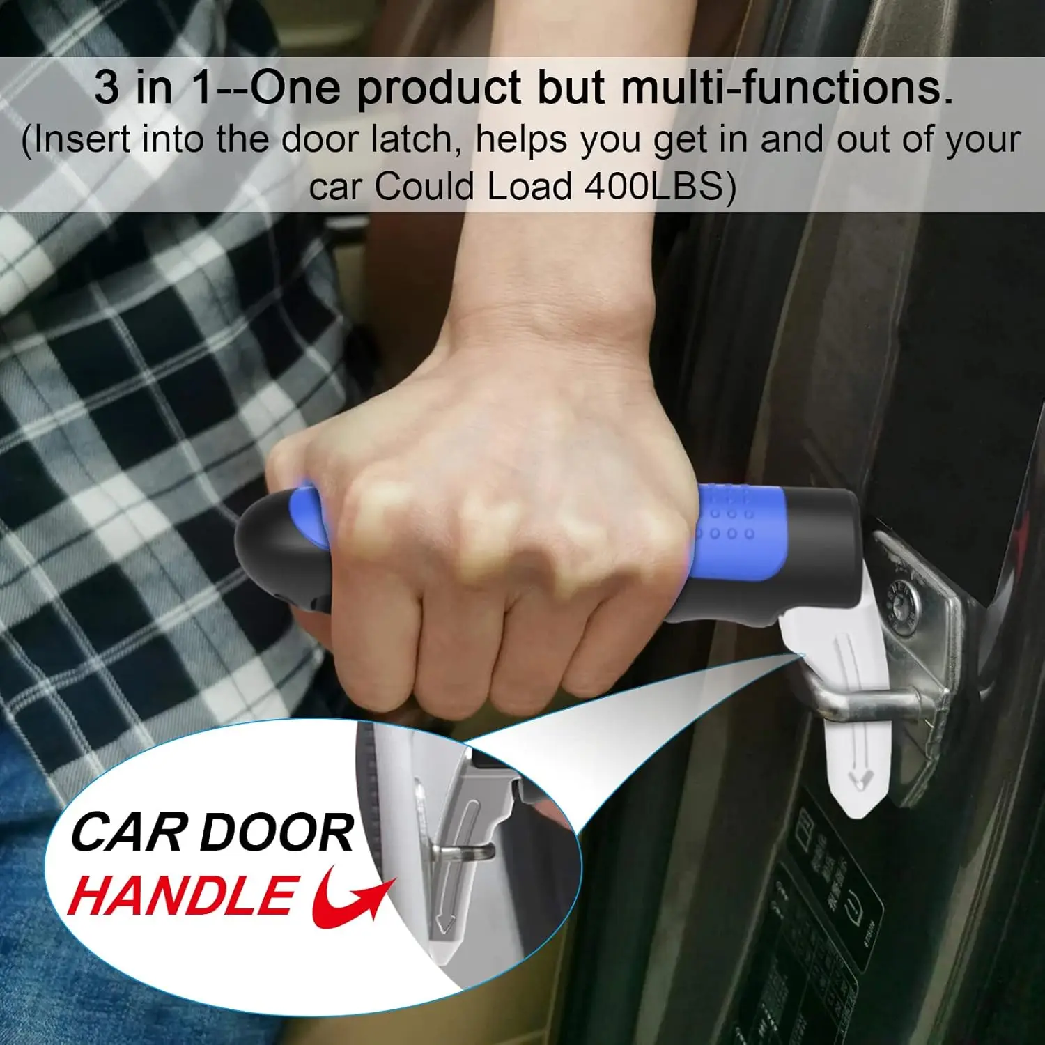 Multi-function car handles for the elderly and disabled 3-in-1 car door assist handles seat belt cutters window switches