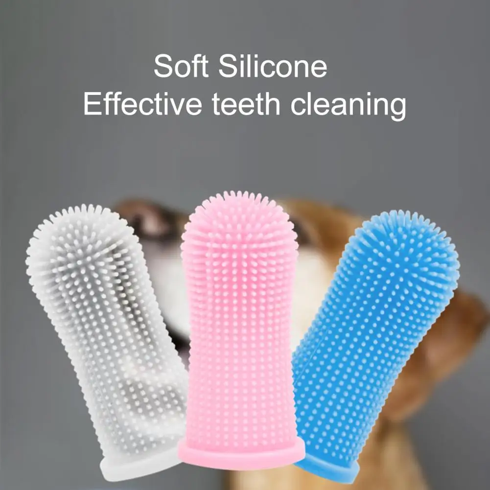 Perro Super Suave Pet Dedo Cepillo de Dientes Limpieza de Dientes Cuidado del Mal Aliento Herramienta de Cepillo de Dientes de Silicona No Tóxico Suministros de Limpieza para Perros Gatos - Imagen 2