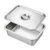 Thicken Stainless Steel Serving Tray with Lid Rectangle Metal Food Storage Plates Dish Cake Buffet Organizer Kitchen Container 6
