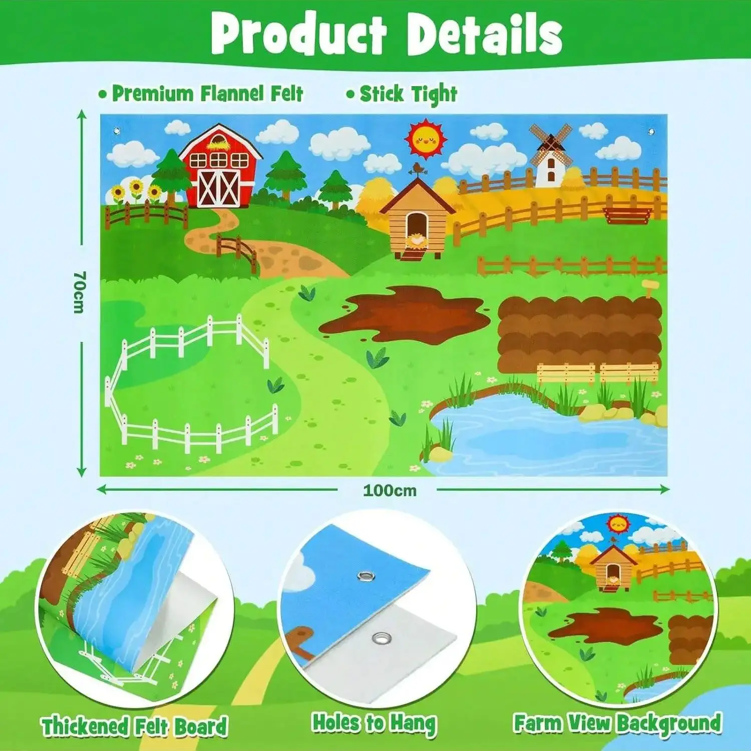 Montessori Busy Board Felt Sensory Story Board Educational Toys Interactive Game Toy for Toddler Kids Touch Development Interactive Preschool Early Learning Toys