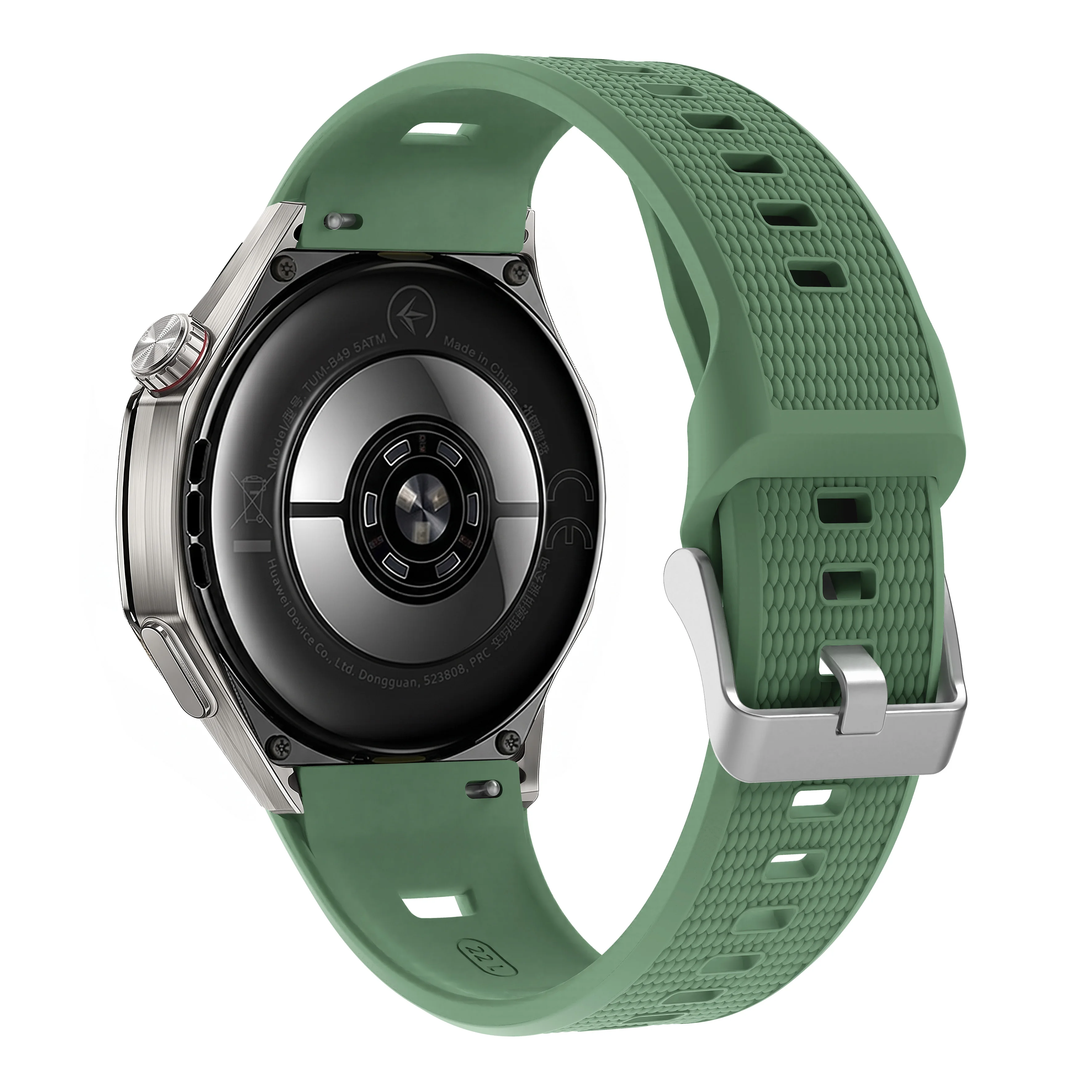 Breathable Sport Silicone Strap for Smartwatches, No Gaps Design, 46mm