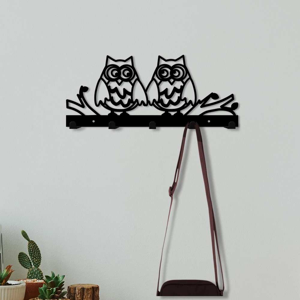 

Lovely Owl Iron Key Holder Hat Towel Rack Metal Hanger For Kitchen Wall Hanging Coats Hats Towels