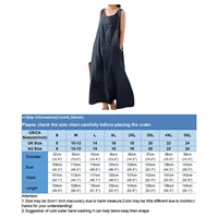 Summer Cotton Linen Dress Women Maxi Dress Round Neck Long Tanks Loose Dress Bohemian Plus Size Beach Boho Dress Vestidos 2023 - Image 6