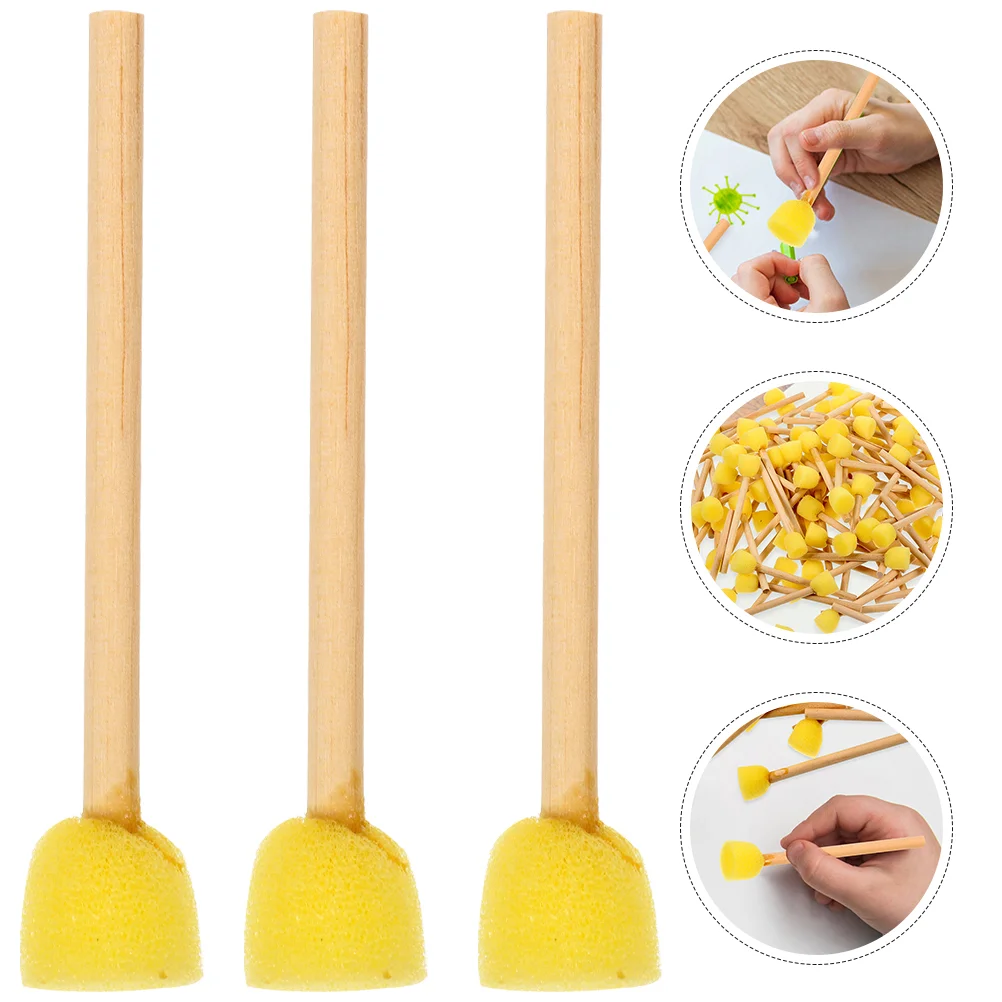 

Sponge Brush with Wooden Handle Foam Paint for Painting Sponges Sea Handles