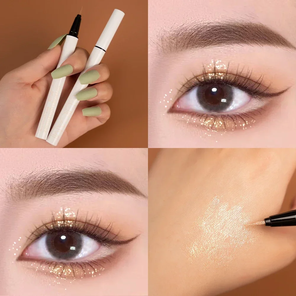 Makeup Pen Shimmer Highlighter Pencil Smooth long lasting Waterproof Diamond Champagne Gold Pink Brighten Eye Shadow & Liner Silkworm