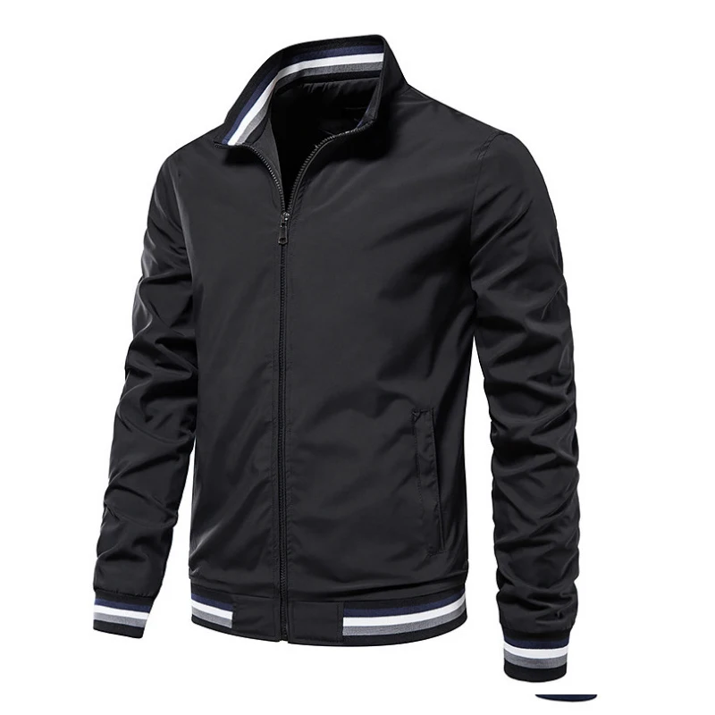 Spring Autumn New Solid Color High Street Long Sleeve Cardigan Man Fashion Casual Zipper Jacket Male All-match Pockets Outwear