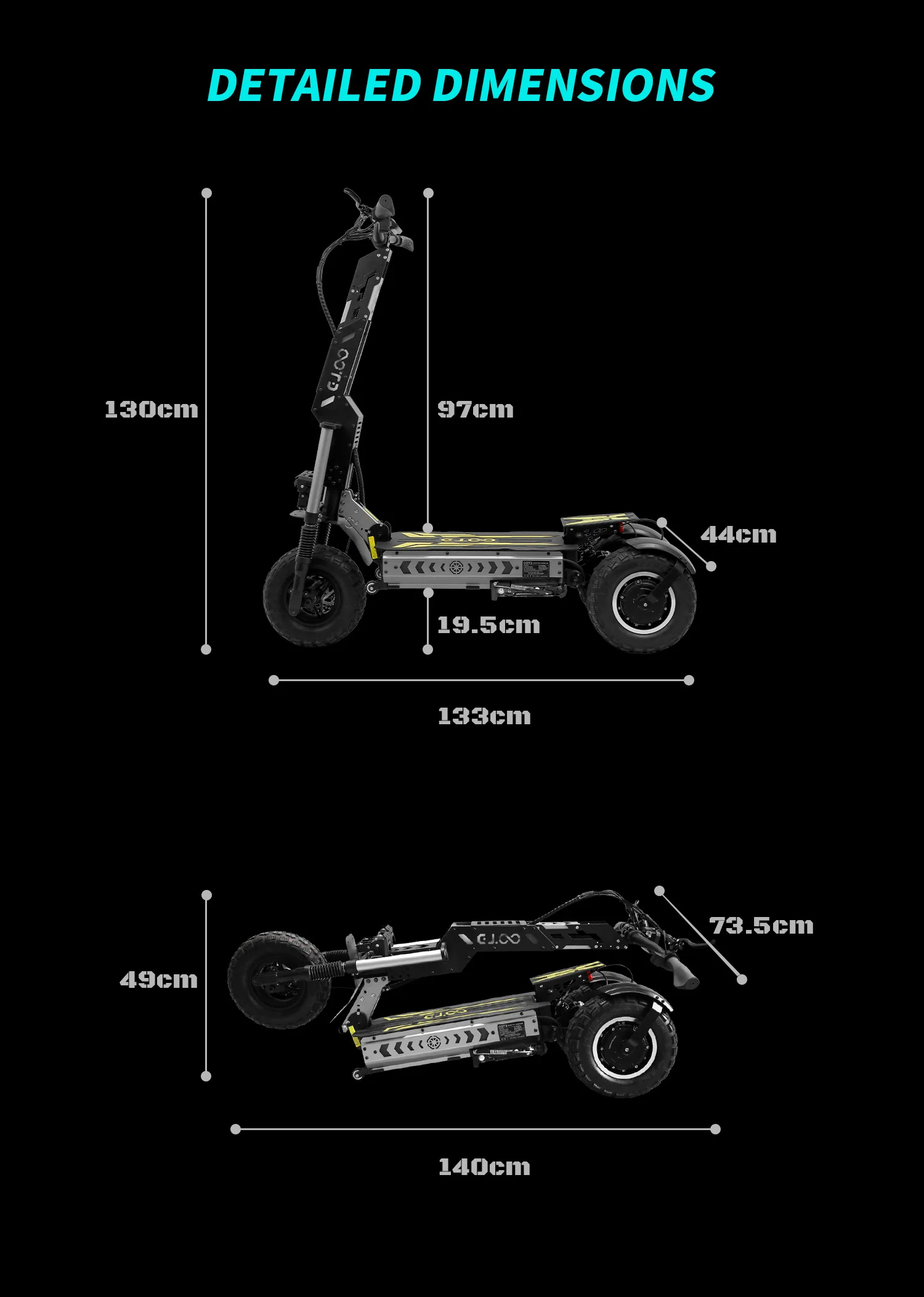 OOTD T30 Electric Scooter 2x1600W Motor 100KM Max Range 65KM/H Max Speed 60V31.2Ah Battery 13 Inch Off-Road Tire E-Scooter S1834aafa094344f8ac467cee2b25a616k