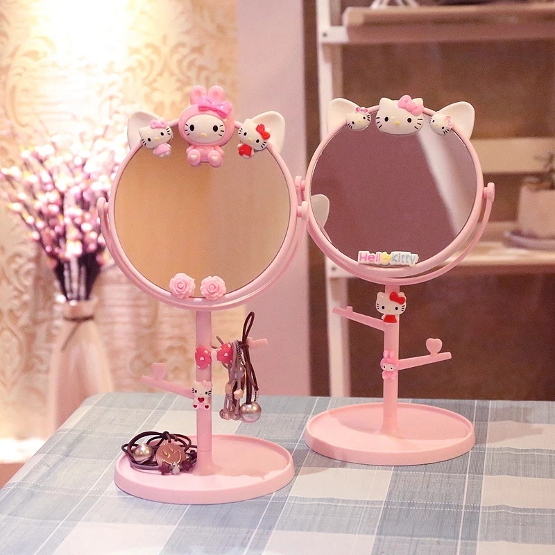 CASHOU82 Cartoon Desktop Makeup Mirror Desktop Princess Mirror Cute Girl Student Dressing Pink Mirror With Storage Mirror images - 6