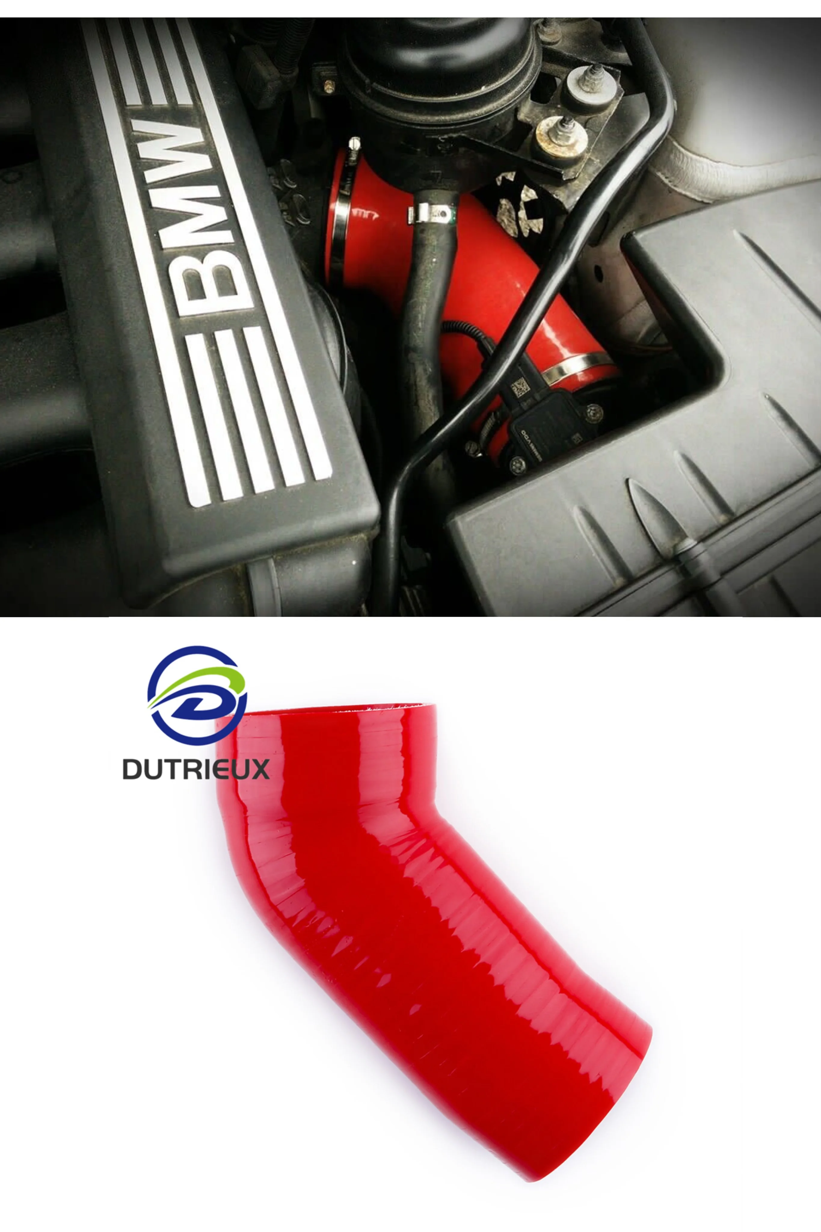 

For BMW N52 6cyl 3.0 2006-2012 Silicone 4-PLY RED ZAP Intake Inlet Hose Upgrade