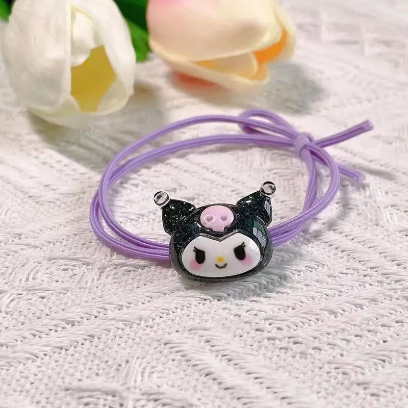 Sanrio Hair Ties Anime Hair Ring My Melody Kuromi Cinnamoroll Hair Rope Cartoon Toddler Girl Accessories 4