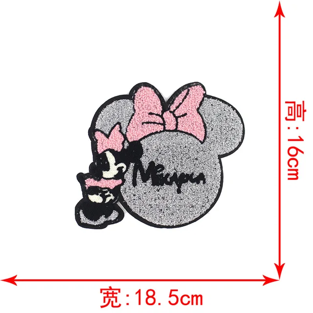 Disney Sequins Clothing Patch Mickey Minnie Mouse Patches Cartoon Sew Clothes Patch for T-shirt Coat DIY Decoration Women Gift Maroon