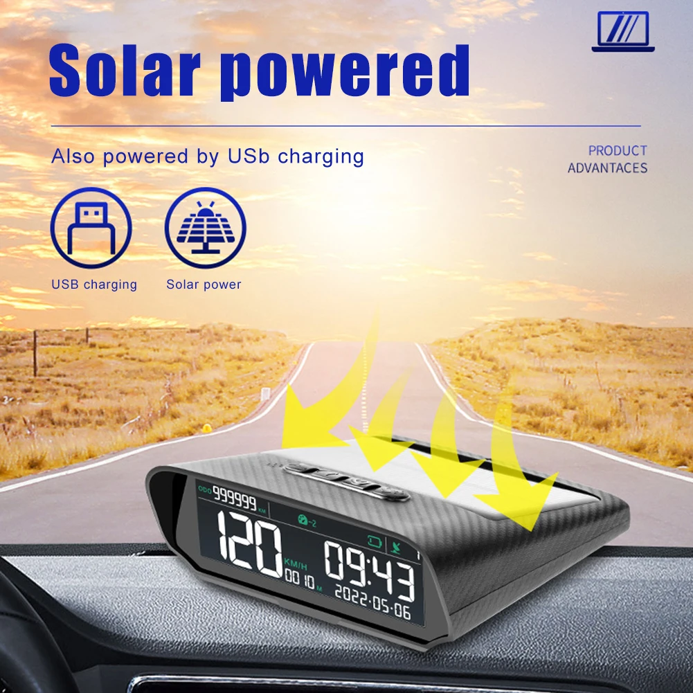 

X100 Solar Car HUD GPS Head-up Display LCD Display Windscreen Projector Digital Speedometer Odometer Altitude Overspeed Alarm