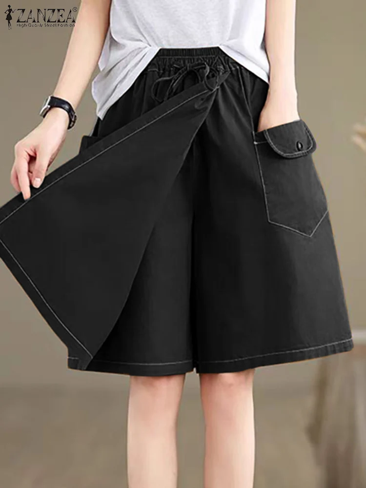 Women Elastic Waist Summer Shorts Skirts