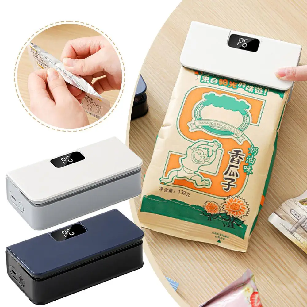 2-in-1 Rechargeable Mini Bag Sealer, 6-Level Adjustable Heat Sealing Machine with Cutter & Magnet, Portable Food Packaging Tool 2