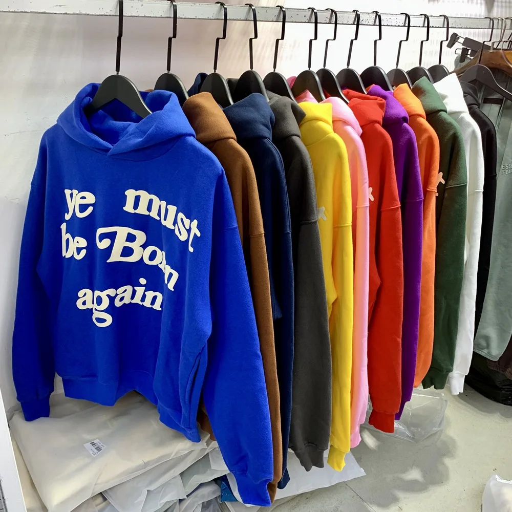 2024fw Puff Print Kanye West Hoody Men Women 1:1 Pink Ye Must Be Born Again Hoodie Oversize Fit Pullovers CPFM Sweatshirts 5