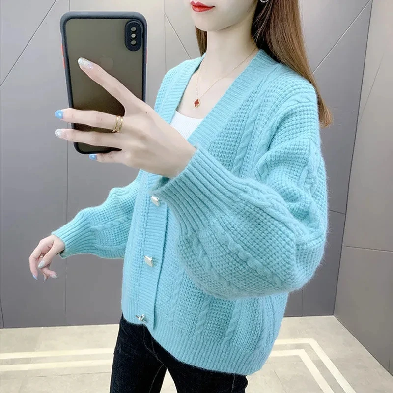 

New 2023 Spring Autumn Women's Sweaters V-Neck Buttons Cardigans Oversize Fashionable Korean Ladies Knitwears Sweaters