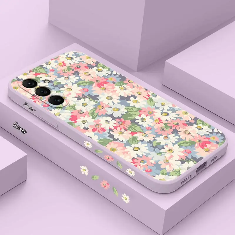 Canvas Flower Silicone Phone Case Cover