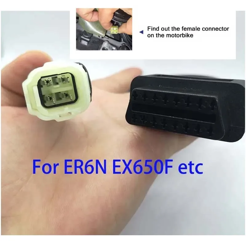 4 Pin EFI Motorcycle Detector OBD Adapter Cable for Kawasaki 4PIN