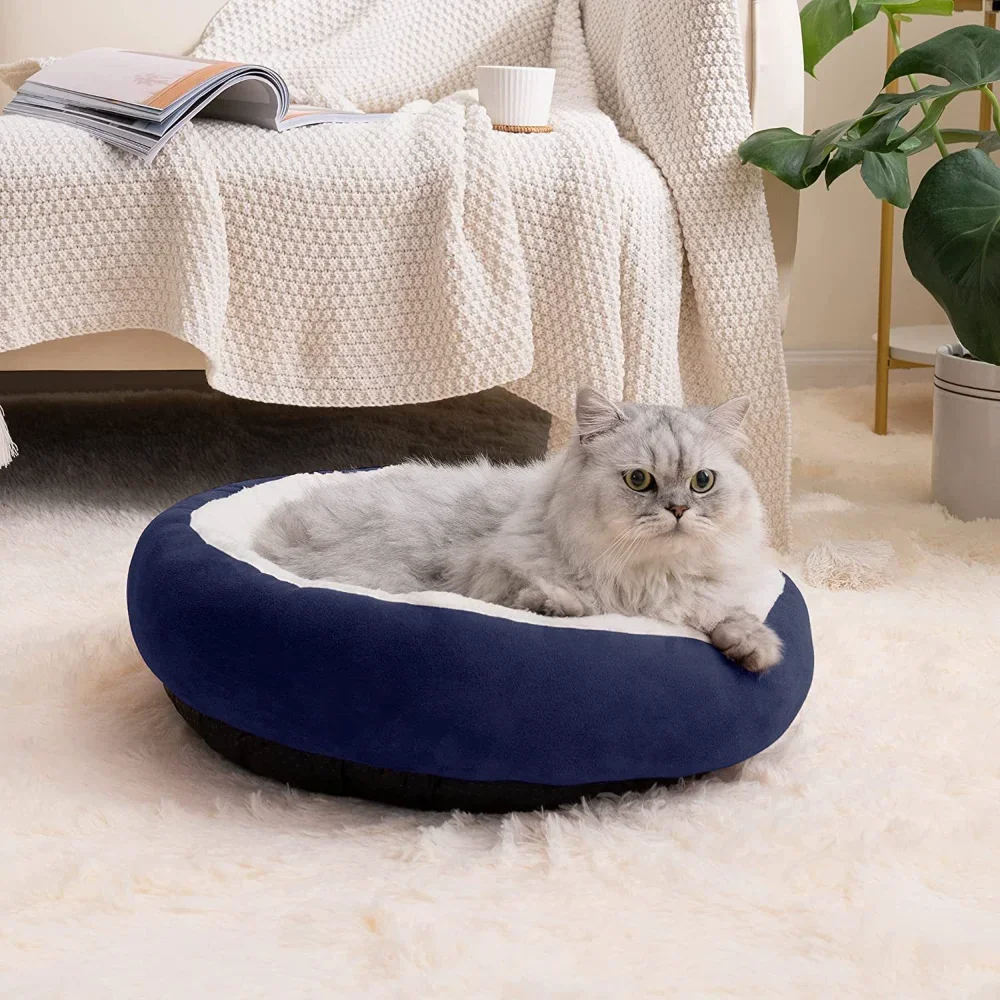 

Pet Round Nest Pad Machine Washable Cat Puppy Warm Bed Small and Medium-sized Cats and Dogs Plush Dirt-resistant Sleeping Mat