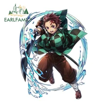 EARLFAMILY – autocollants de voiture dessin animé, 13cm x 10cm, pour Demon Slayer Tanjirou, décor Cool, pour moto, ordinateur portable, fenêtre de véhicule