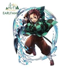 EARLFAMILY – autocollants de voiture dessin animé, 13cm x 10cm, pour Demon Slayer Tanjirou, décor Cool, pour moto, ordinateur portable, fenêtre de véhicule 