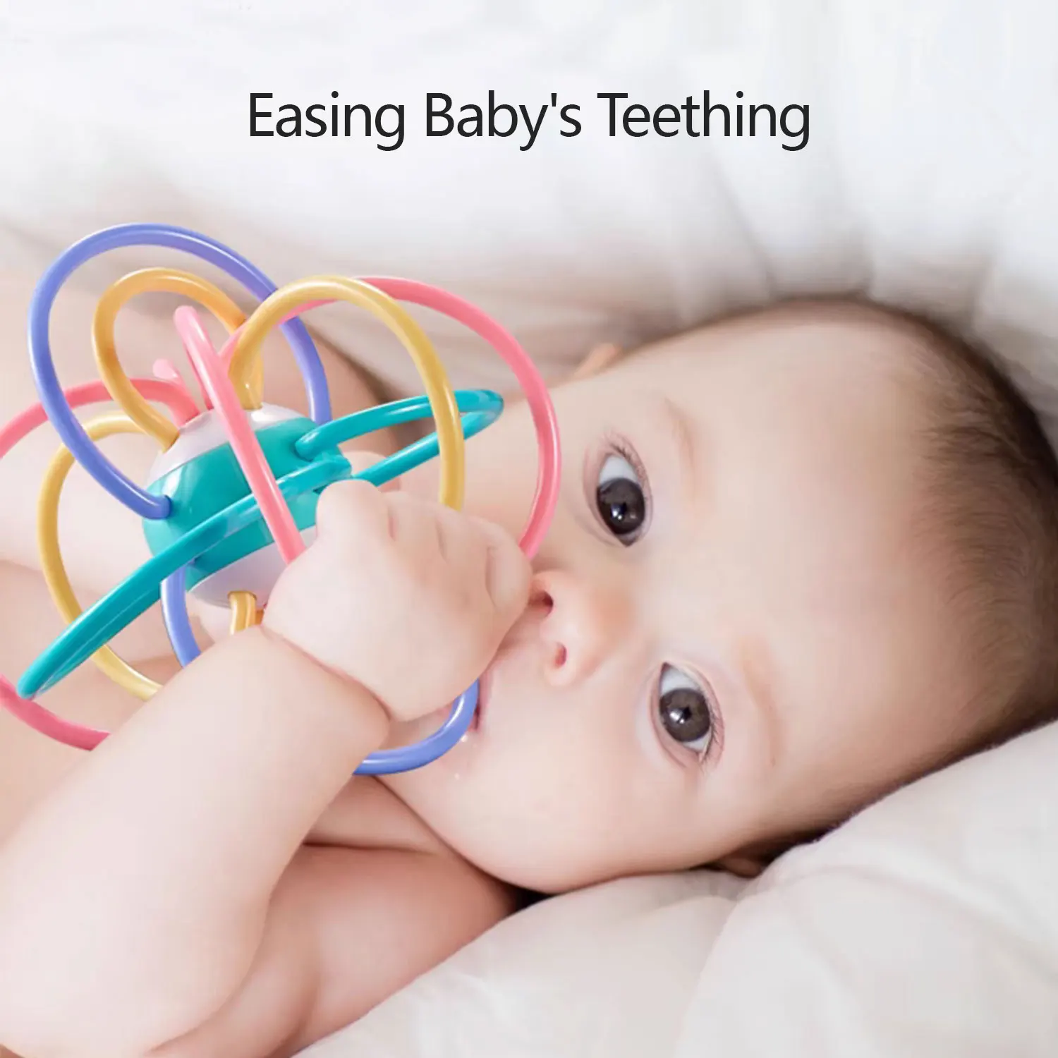 Teething Toys BPA Free Baby Manhattan Ball Hand Grip Rattle
