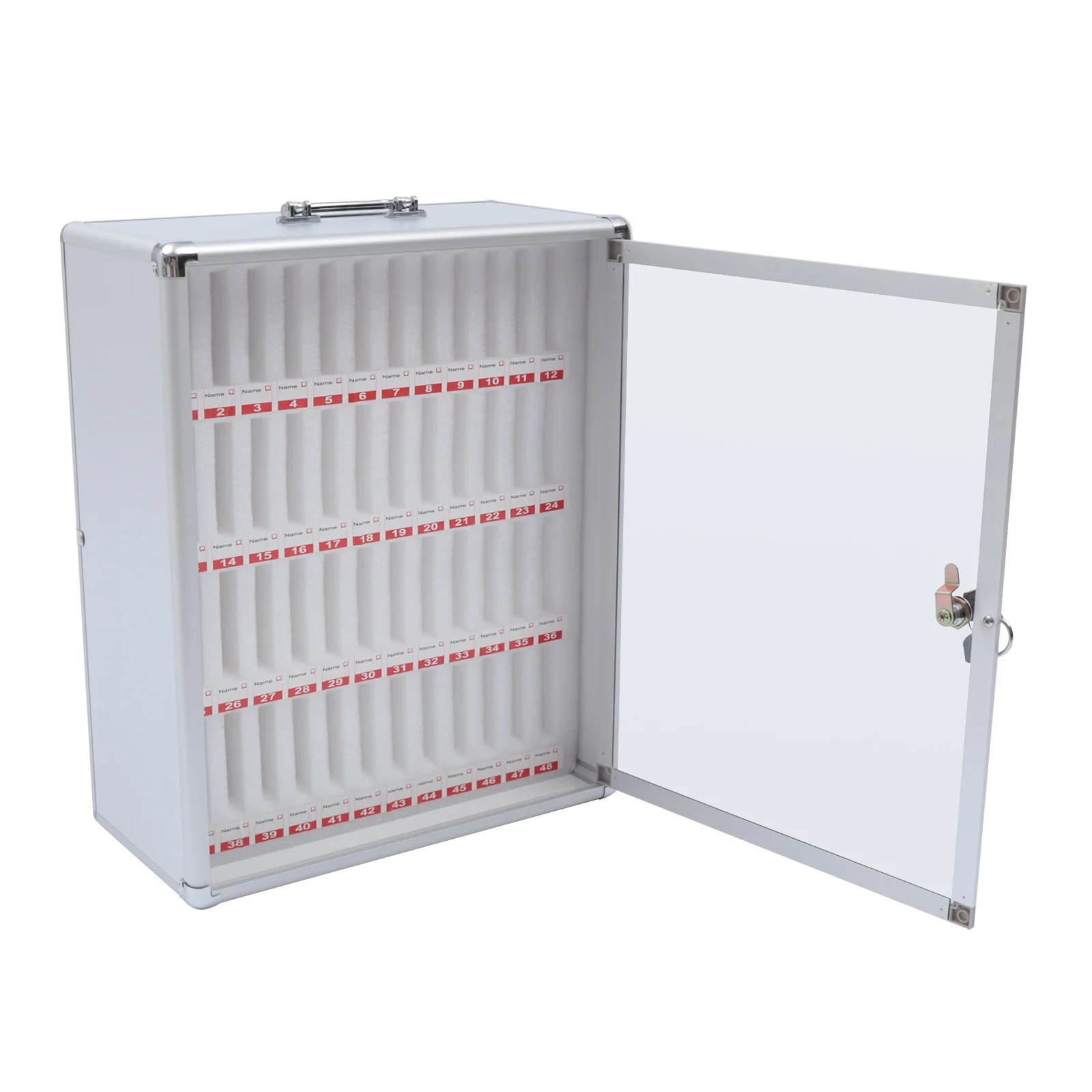Wall-Mounted Aluminum Alloy Pocket Chart Cell Phones Storage Cabinet for Cell Phones with a Locked (48 Slots) Mobile safe