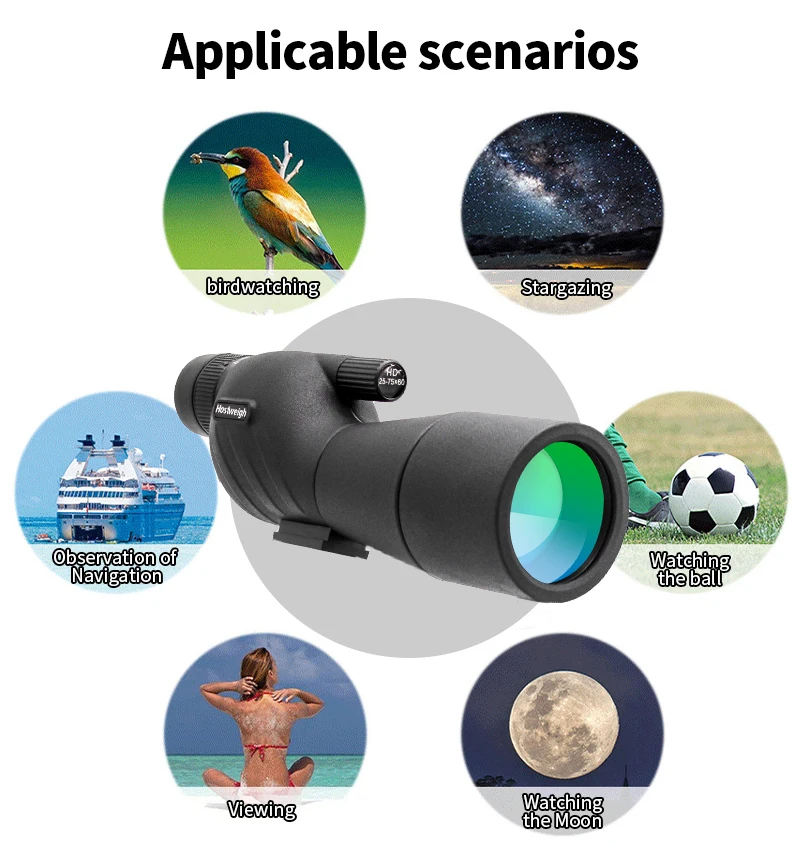 25-75x60 Spotting Scope zoom Monocular high power telescope BAK4 Prism Waterproof Birdwatching Target Shooting Camping viewing 6