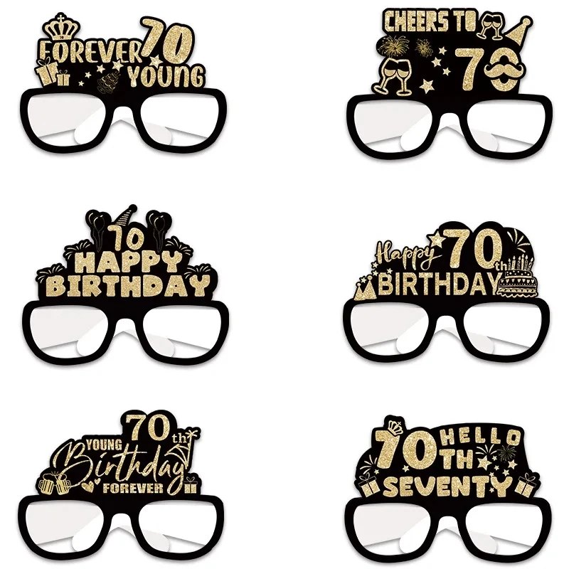 6Pcs/set 18 21 30 40 50 60 70 And 80 Year Old Paper 3D Glasses Birthday Party Carnival Decoration Products Series