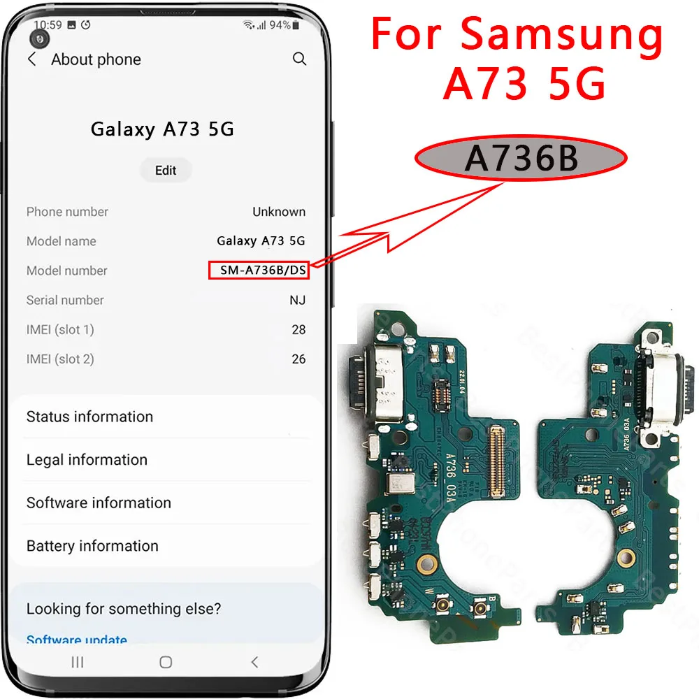 Universal USB Charging Port Board with Dock Connector and Flex Cable