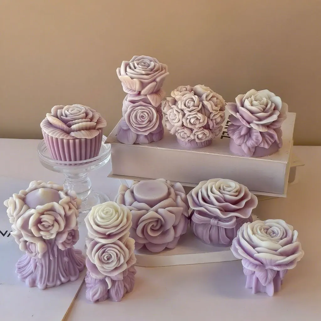 Twin Rose 3D Aromatherapy Candle Mold – Handmade Silicone Mold for Valentine’s Day Styl... - SKU CBDM1123 - UGI Packaging