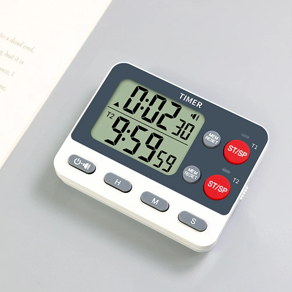 Kitchen Timer Multifunctional Dual Digital Timer with Memory Function Cooking Timer Portable for Gym Office Laboratory