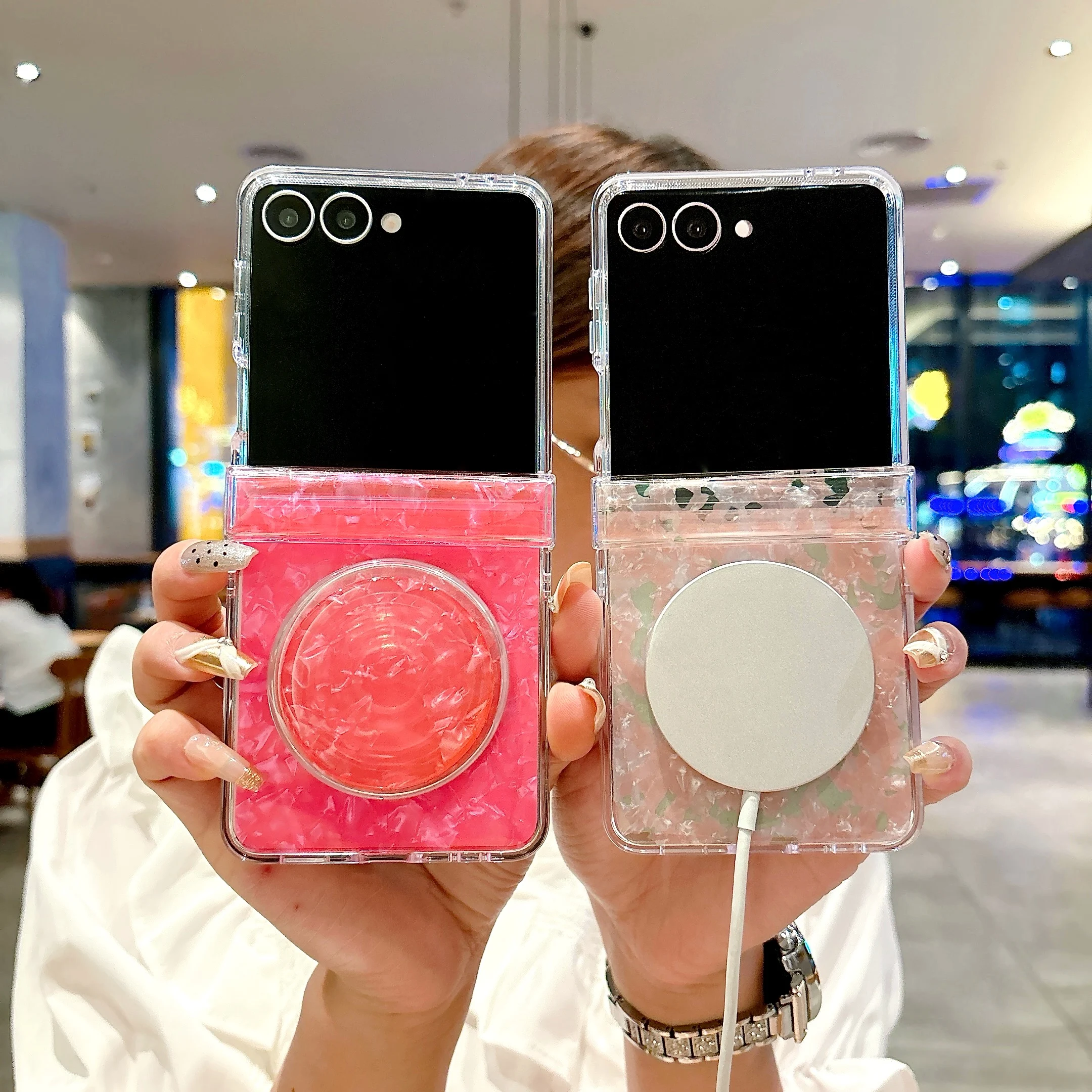 Luxury Shell Pattern Magnetic Phone Case with Bracket and Shockproof Protection